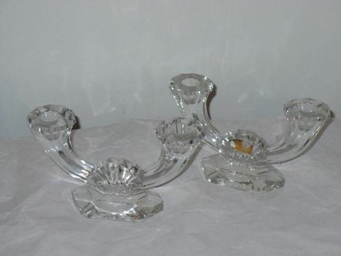 paire de bougeoirs cristal val saint lambert(1930/1940), Antiquités & Art, Antiquités | Verre & Cristal, Enlèvement ou Envoi