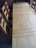Robuste houten tafel met 6 stoelen, Huis en Inrichting, Tafels | Eettafels, Ophalen, Gebruikt, 200 cm of meer, 50 tot 100 cm