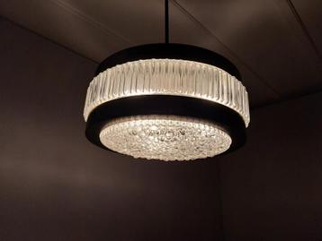 Vintage Hanglamp van Glas en Metaal, Jaren 60 beschikbaar voor biedingen