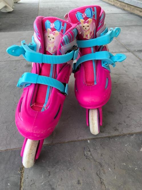 Patins à roues alignées Barbie, taille 35 t.e.m. 38 + protec, Sports & Fitness, Patins à roulettes alignées, Comme neuf, Rollers 4 roues en ligne