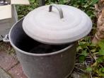 Decoratieve zinken ketel + deksel, Tuin en Terras, Bloembakken en Plantenbakken, Ophalen, Gebruikt, Rond, Minder dan 30 cm