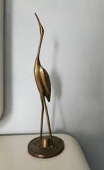 Vintage bronzen sculptuur van een reiger of kraanvogel 30 cm, Antiek en Kunst, Ophalen