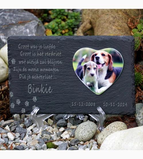 Leistenen Gedenksteen voor Huisdier met Foto op Hart, Dieren en Toebehoren, Honden-accessoires, Nieuw, Ophalen of Verzenden