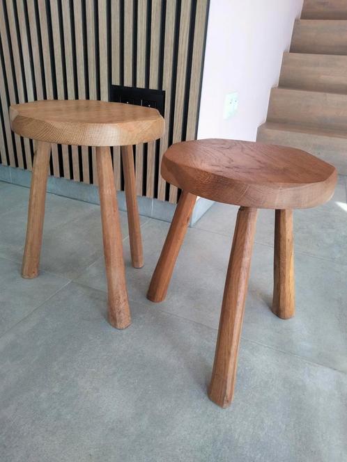 Prijs per stuk vintage Brutalist houten krukje tabouret, Huis en Inrichting, Woonaccessoires | Overige, Ophalen of Verzenden