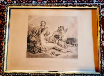 Prachtige originele druk van Francois  Boucher. Zie foto's . beschikbaar voor biedingen