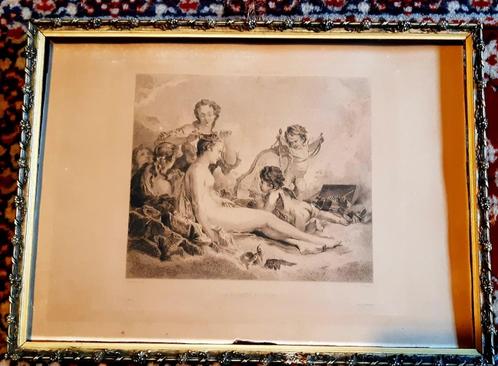 Prachtige originele druk van Francois  Boucher. Zie foto's ., Antiek en Kunst, Kunst | Etsen en Gravures, Ophalen