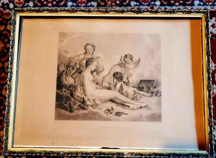 Prachtige originele druk van Francois  Boucher. Zie foto's ., Antiek en Kunst, Kunst | Etsen en Gravures, Ophalen
