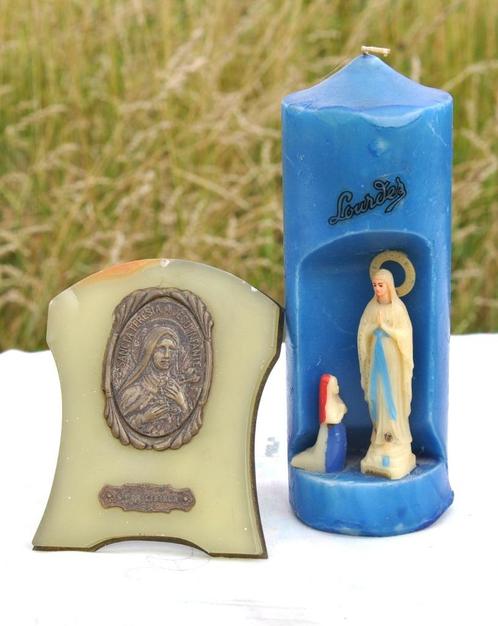 ensemble religieux bougie lourdes et cadre lisieux, Antiek en Kunst, Antiek | Religieuze voorwerpen, Ophalen of Verzenden