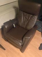 Elektrische fauteuil - Donerbruin leer, Ophalen, Zo goed als nieuw, 75 tot 100 cm, Leer