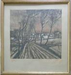 ALFONS BLOMME / GITS / ZW-W ETS + PASTEL / 47x44cm / KADER, Enlèvement ou Envoi