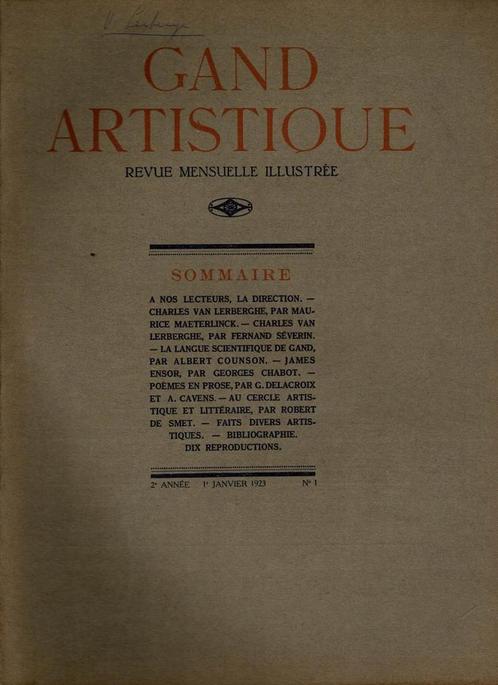 Gand Artistique No 1 Janvier 1923: Charles Van Lerberghe, Boeken, Kunst en Cultuur | Beeldend, Gelezen, Ophalen of Verzenden