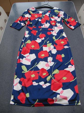 jurk nieuw Fever blauw met bloemen, rood wit 36 (of 38)