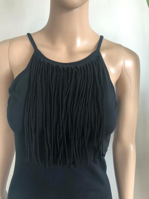 Aansluitende zwarte katoenen jurk met franjes (maat S) NIEUW, Kleding | Dames, Jurken, Nieuw, Maat 36 (S), Zwart, Boven de knie