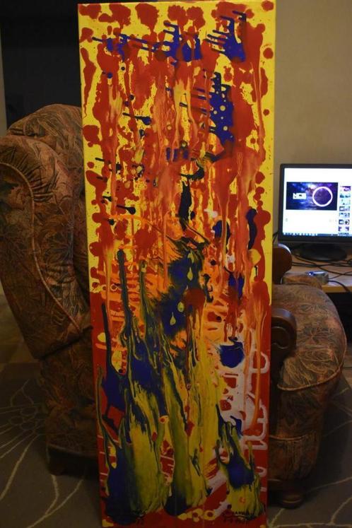 Schilderij met vuurvlammen, door Joky Kamo, Antiek en Kunst, Kunst | Schilderijen | Modern, Ophalen