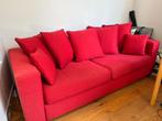 Canapé en tissu rouge 3-4 places avec 7 coussins, Banc droit, 200 à 250 cm, Enlèvement, Utilisé