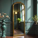 miroir vintage XL avec cadre doré, Enlèvement ou Envoi, 150 à 200 cm