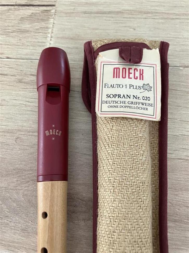 Moeck Flauto 1 Plus Blokfluit met beschermhoes, Muziek en Instrumenten, Blaasinstrumenten | Blokfluiten, Zo goed als nieuw, Sopraan of Sopranino