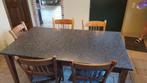 tafel met granieten blad, Huis en Inrichting, Tafels | Eettafels, Ophalen, Gebruikt, 50 tot 100 cm, Vijf personen of meer