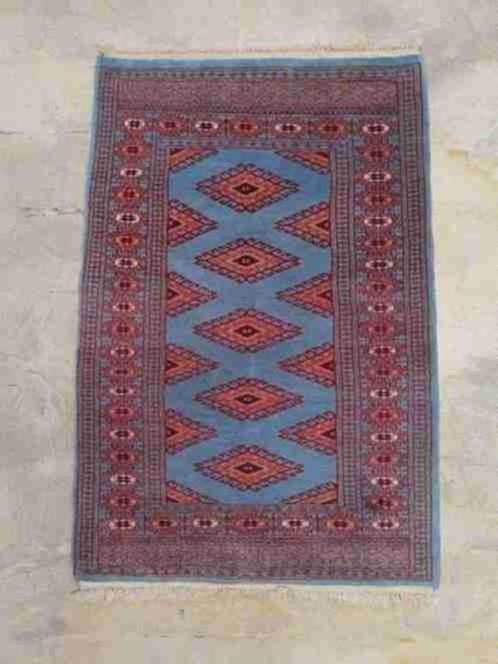 Tapijtje perzisch wollen Bouchara blauw rood 81/61, Antiek en Kunst, Antiek | Tapijten, Tafelkleden en Textiel, Ophalen of Verzenden