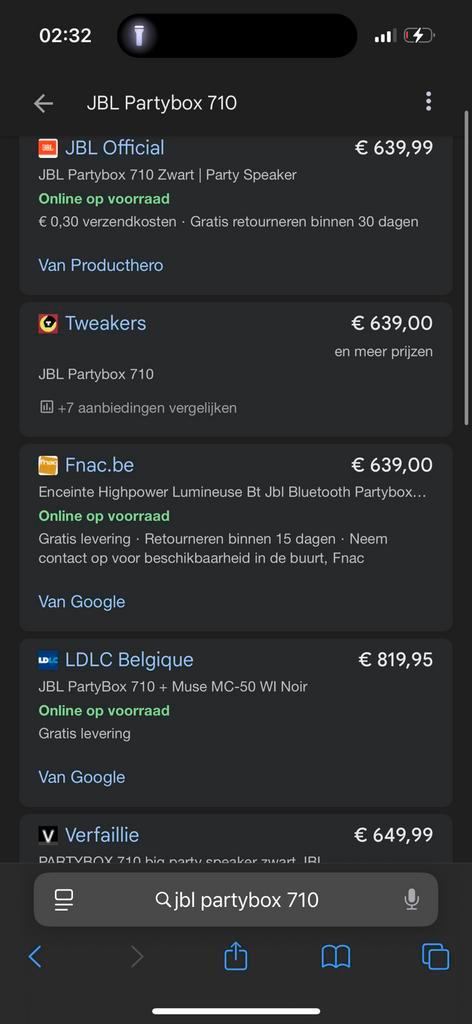 JBL PartyBox 710 – Gloednieuw Enkel doos geopend voor foto’s, Audio, Tv en Foto, Luidsprekerboxen, Zo goed als nieuw, Center speaker