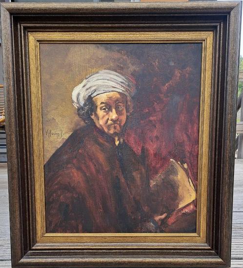 Huile sur toile - joop van hoorn - reprise de Rembrandt, Antiquités & Art, Art | Peinture | Classique, Enlèvement ou Envoi