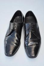 Zwarte leren nette schoenen Maat 45 (10), Zwart, Ophalen of Verzenden, Gedragen, Veterschoenen