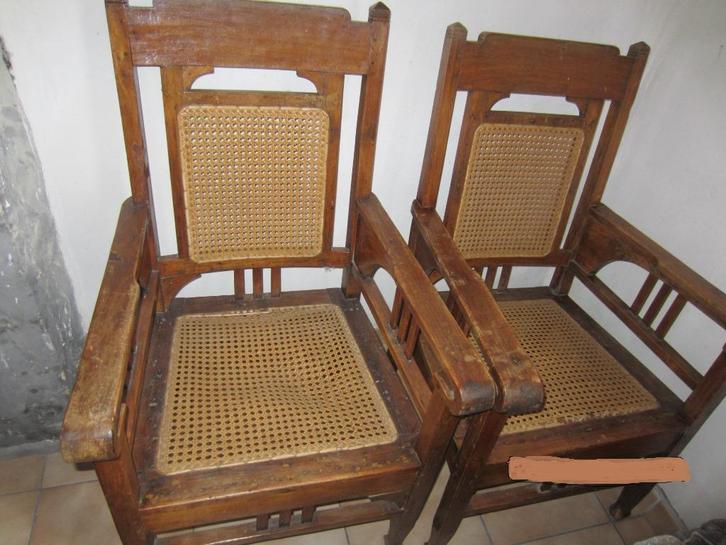Fauteuil Art Nouveau Antique Arts and Crafts Noyer Massif, Antiek en Kunst, Antiek | Meubels | Stoelen en Sofa's, Ophalen