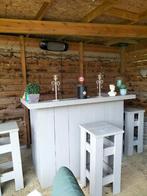 steigerhouten toog met 3 krukken, Huis en Inrichting, Barren, Ophalen, Gebruikt