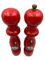 Vintage peper- en zoutstel in hout – rood (jaren 60/70), Huis en Inrichting, Gebruikt, -, -, Ophalen of Verzenden