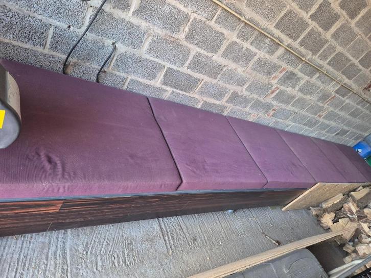 Lange zit bank, Huis en Inrichting, Zetels | Zetels, Gebruikt, Rechte bank, Overige maten, Minder dan 150 cm, Hout, Stof, Ophalen
