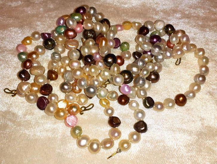 lot kralen 4 strengen multicolor zoetwaterparels +- 7-10mm, Hobby en Vrije tijd, Kralen en Sieraden maken, Nieuw, Kraal, Verzenden