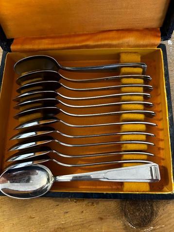 * vintage bestekkoffer 12 koffielepeltjes, orginele doos, Enlèvement ou Envoi