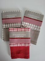 3 x 2 keukenhanddoeken vaatdoeken 40x65 cm rood taupe geruit, Huis en Inrichting, Keuken | Textiel, Ophalen of Verzenden, Nieuw