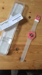 Swatch horloge fluo roze wit transparant, Kunststof, Polshorloge, Swatch, Kunststof