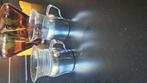 2 Thee kopjes , glas en inox houder ., Enlèvement ou Envoi, Comme neuf, Verre