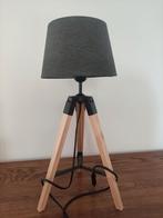 Lampe sur pieds en bois clair, abat-jour gris anthracite, Maison & Meubles, Enlèvement, Comme neuf, Gris