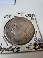 Zilveren 5 Frank 1835 Leopold 1 (208), Ophalen of Verzenden, Zilver