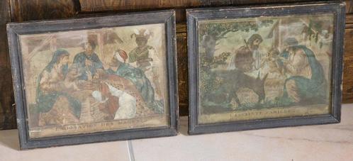 Chromolitho ca 1890 Heilige Familie/3 Koningen, Antiek en Kunst, Kunst | Etsen en Gravures, Ophalen of Verzenden