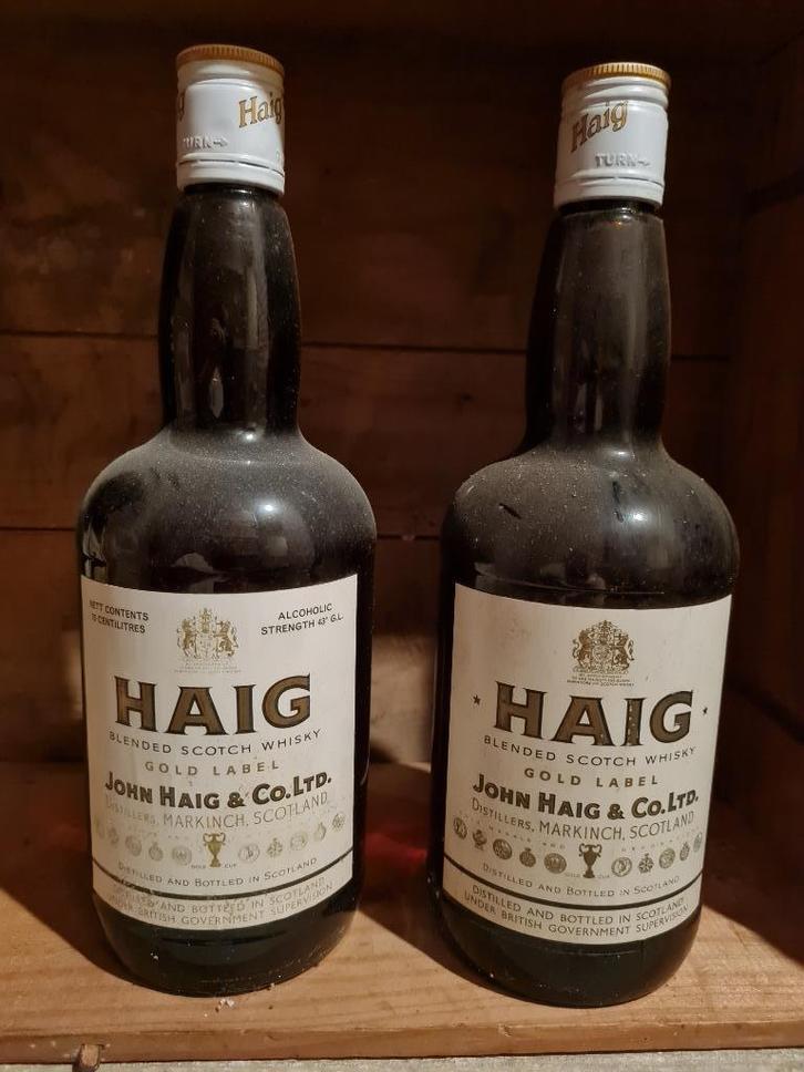 2 x Haig GOLD LABEL whisky 750 ml JAREN 1970, Verzamelen, Wijnen, Zo goed als nieuw, Overige typen, Overige gebieden, Vol, Ophalen of Verzenden