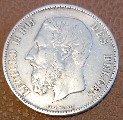 Munt 5 voor Leopold II - 1870 - Zilver, Postzegels en Munten, Munten | België, Setje, Zilver, Zilver, Ophalen of Verzenden