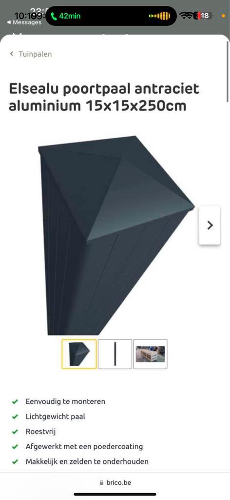 Carport Poortpaal, Tuin en Terras, Tuinschermen, Zo goed als nieuw, Aluminium, Ophalen