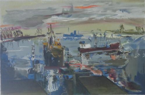 JACK GODDERIS / HAVEN ANTWERPEN / KLEURLITHO / 49x66cm KADER, Antiek en Kunst, Kunst | Litho's en Zeefdrukken, Ophalen of Verzenden