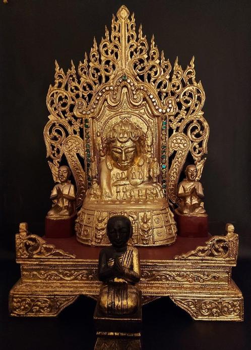Prachtig Mandalay-altaar met Boeddha's - Birma - 1930, Antiek en Kunst, Kunst | Niet-Westerse kunst, Ophalen