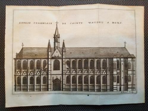 1711 - La cathédrale à Mons, Antiek en Kunst, Kunst | Etsen en Gravures, Verzenden