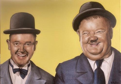 OLIEVERFSCHILDERWERK  LAUREL EN HARDY, Antiek en Kunst, Kunst | Schilderijen | Klassiek, Ophalen