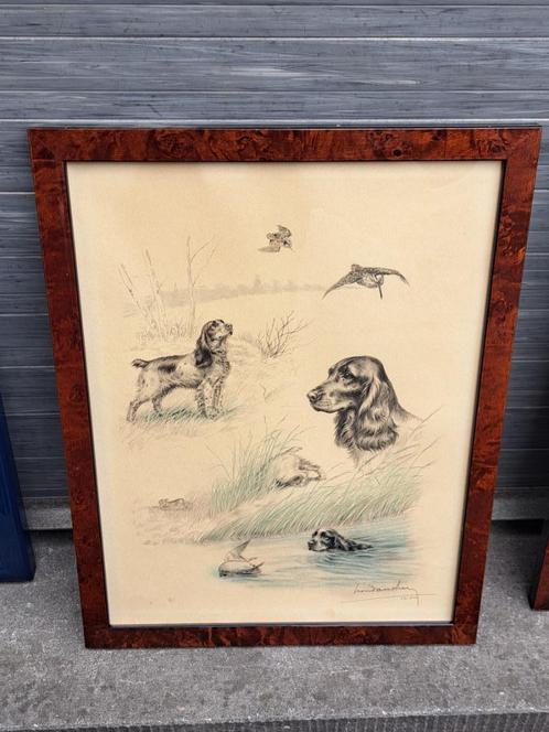 lithographie signe leon danchin, Antiek en Kunst, Kunst | Litho's en Zeefdrukken, Ophalen of Verzenden