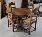 Table ronde et chaises assise en osier, Enlèvement, Utilisé, Chêne