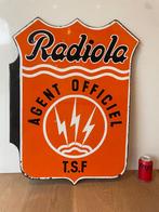 Ancien panneau publicitaire en émail Radiola, Enlèvement ou Envoi, Utilisé, Panneau publicitaire
