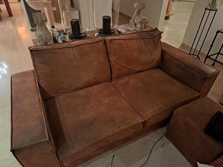 Leder look zitbank in alcantara, Huis en Inrichting, Zetels | Complete zithoeken, Ophalen