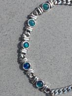 Zilveren armband met rodium laag en 5 natuurlijke Opaal trip, Bijoux, Sacs & Beauté, Bracelets, Enlèvement ou Envoi, Neuf, Argent